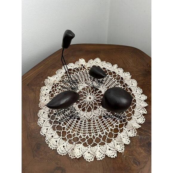 Ikea Fiskelage Wooden Bird Sculpture Set of 4 On Wire Legs - Picture 2 of 3